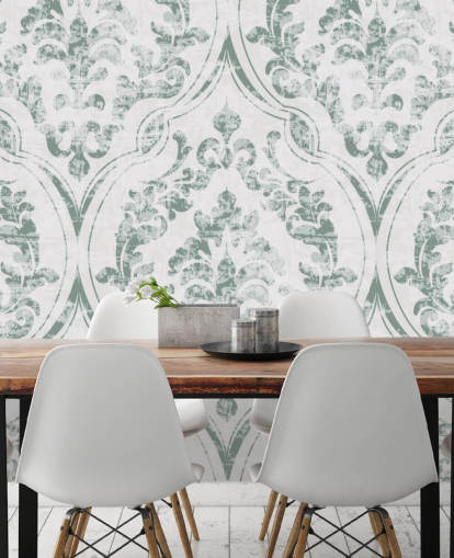 vintage groen patroon behang