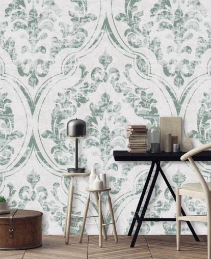 vintage green pattern wallpaper