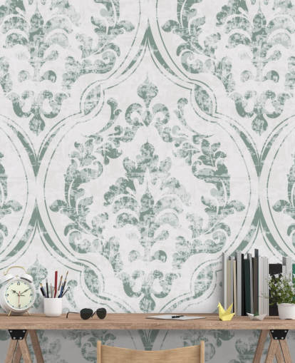 papel pintado vintage verde