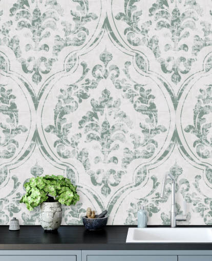 papel pintado vintage verde