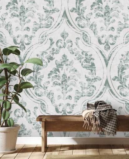 vintage groen patroon behang