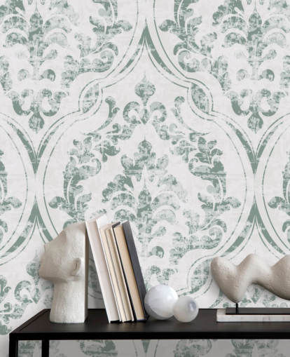 vintage groen patroon behang vintage groen patroon behang