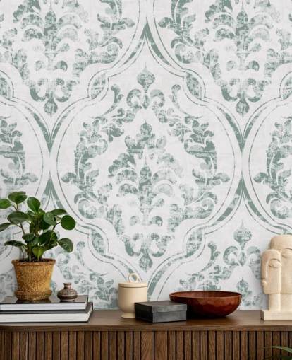 papel pintado vintage verde