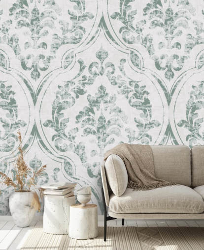 vintage groen patroon behang vintage groen patroon behang