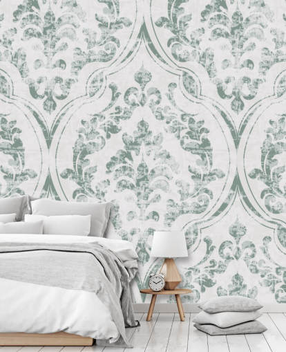 papel de parede padrão verde vintage