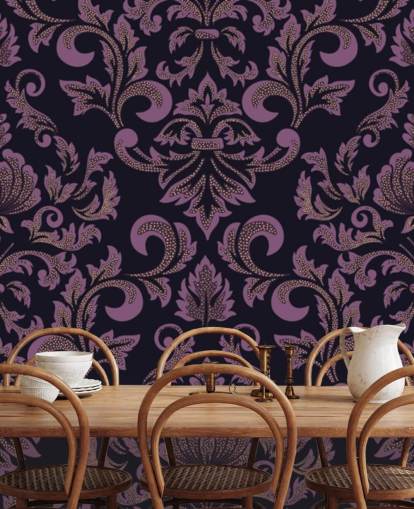 purple and black damask wallpaper