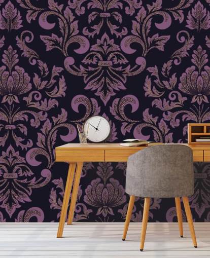 papel pintado damasco morado y negro papel pintado damasco morado y negro