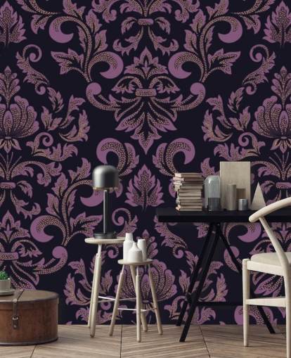 papier peint damassé violet et noir papier peint damassé violet et noir