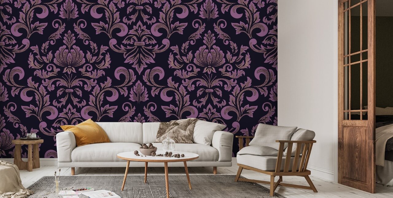 Purple Damask Wallpaper | Wallsauce US