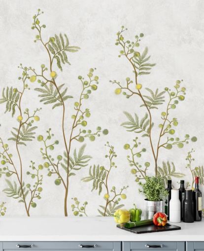 ramos chinoisiere verde e amarelo papel de parede