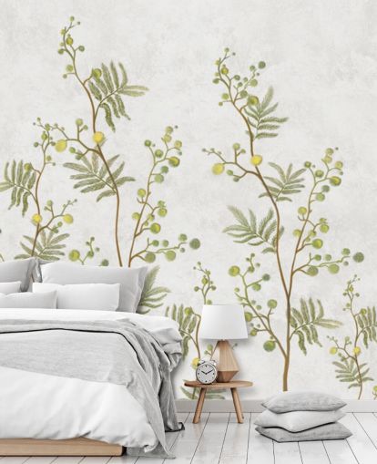 green and yellow chinoisiere branches wallpaper