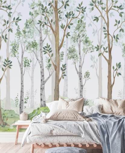 painted trees wallpaper