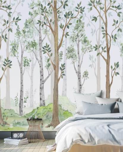 painted trees wallpaper 