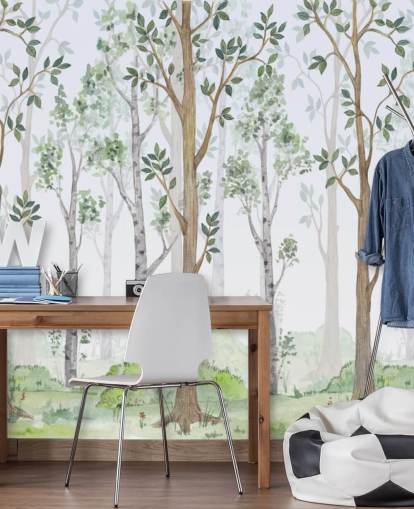 carta da parati alberi dipinti