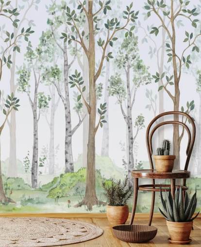 painted trees wallpaper 