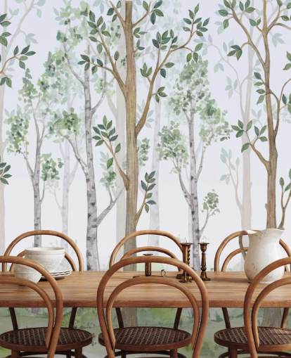 papier peint arbres peints