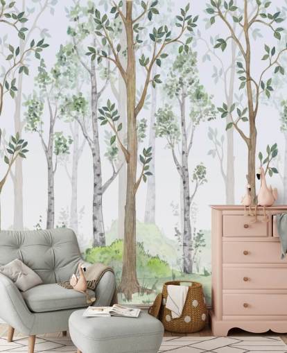 painted trees wallpaper 