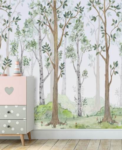 painted trees wallpaper 