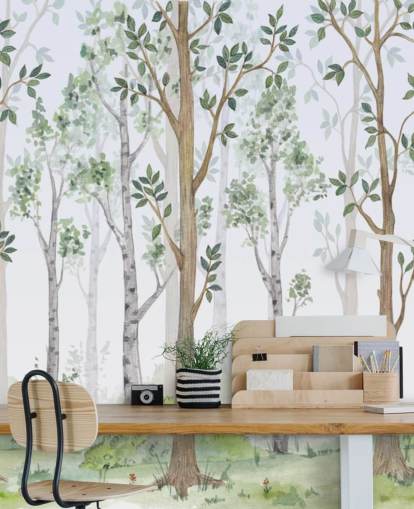 painted trees wallpaper 