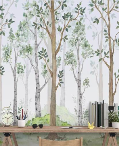 papier peint arbres peints