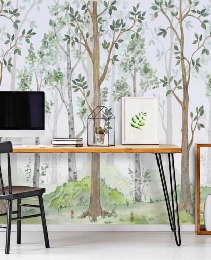 painted trees wallpaper