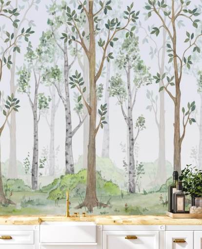 papier peint arbres peints