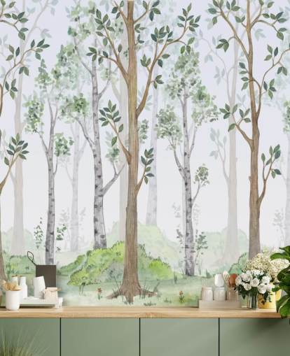 carta da parati alberi dipinti