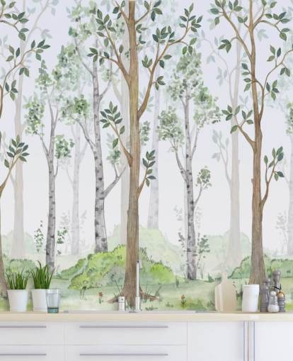 carta da parati alberi dipinti