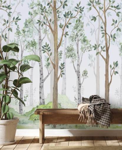 painted trees wallpaper