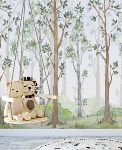 papier peint arbres peints