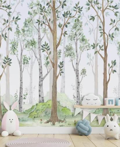 papier peint arbres peints