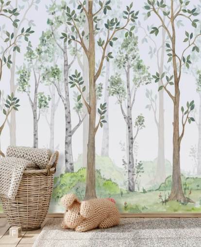 papier peint arbres peints