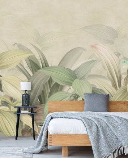 papel tapiz de selva de hoja verde pálido