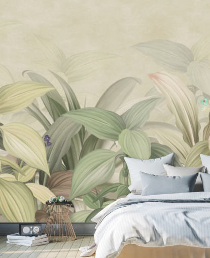 pale green leaf jungle wallpaper