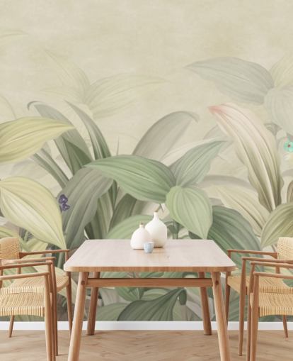 pale green leaf jungle wallpaper