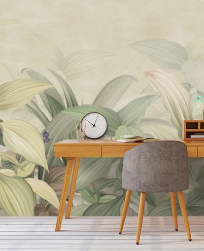 pale green leaf jungle wallpaper