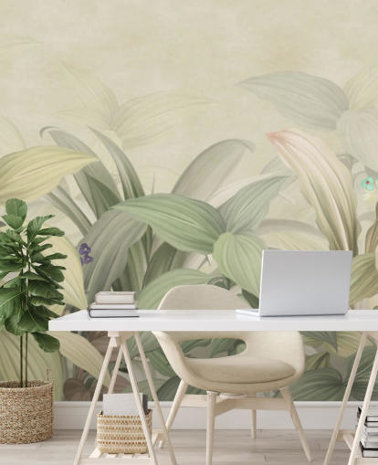 pale green leaf jungle wallpaper