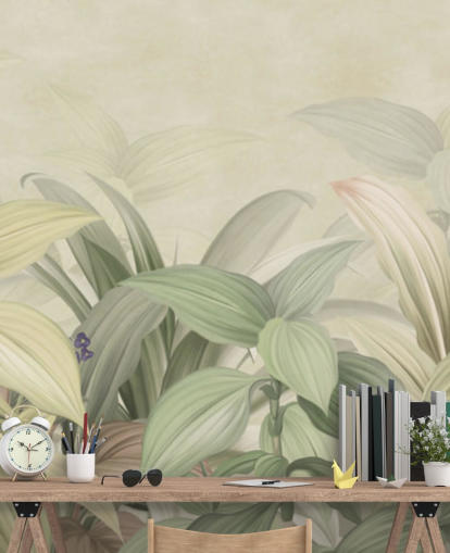 pale green leaf jungle wallpaper