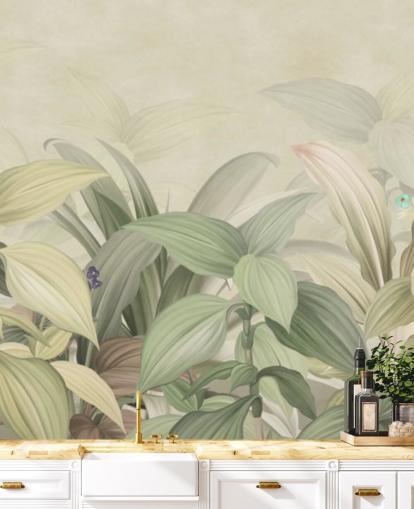 papel tapiz de selva de hoja verde pálido