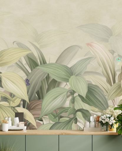 papel tapiz de selva de hoja verde pálido