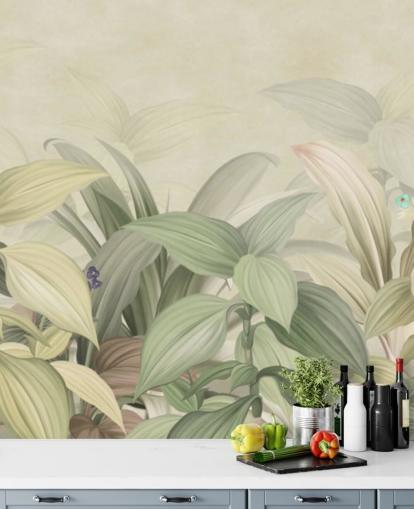 papel tapiz de selva de hoja verde pálido