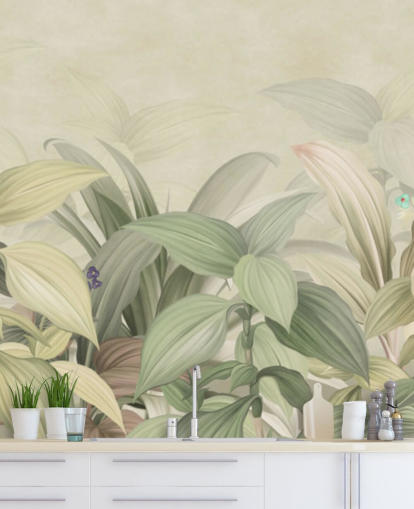 pale green leaf jungle wallpaper