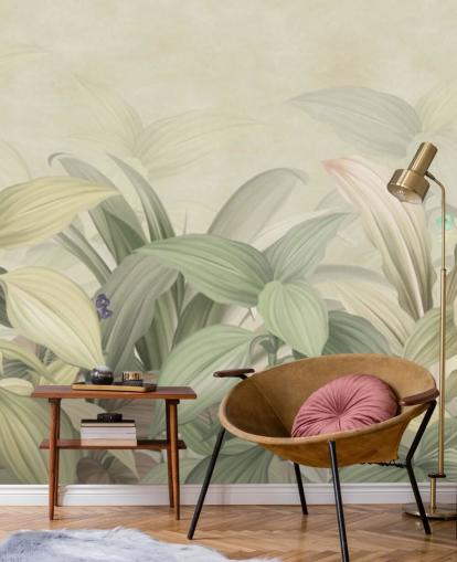 pale green leaf jungle wallpaper