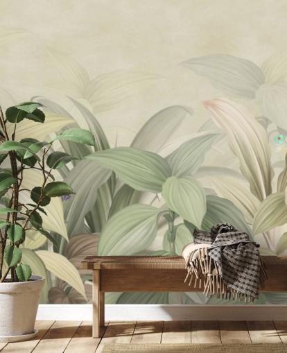 papel de parede verde pálido selva