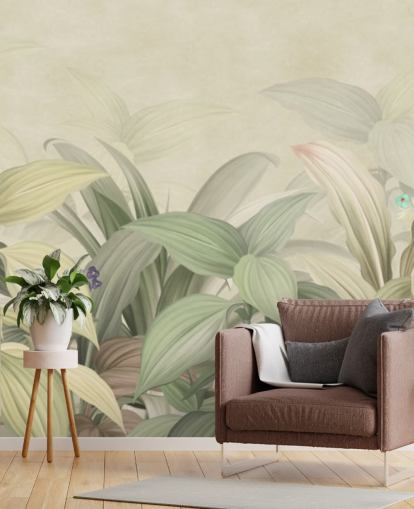 pale green leaf jungle wallpaper