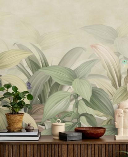 pale green leaf jungle wallpaper