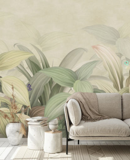 lichtgroen blad jungle behang