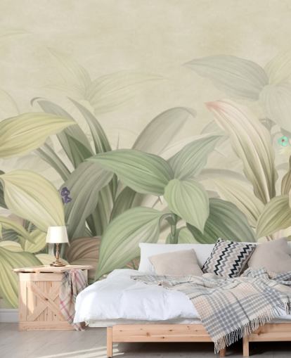 pale green leaf jungle wallpaper