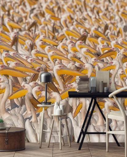 weiße und gelbe Pelikane Tapete weiße und gelbe Pelikane Tapete