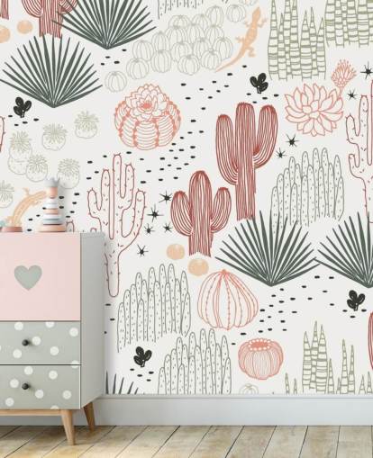 green, white and terracotta cactus doodles wallpaper green, white and terracotta cactus doodles wallpaper